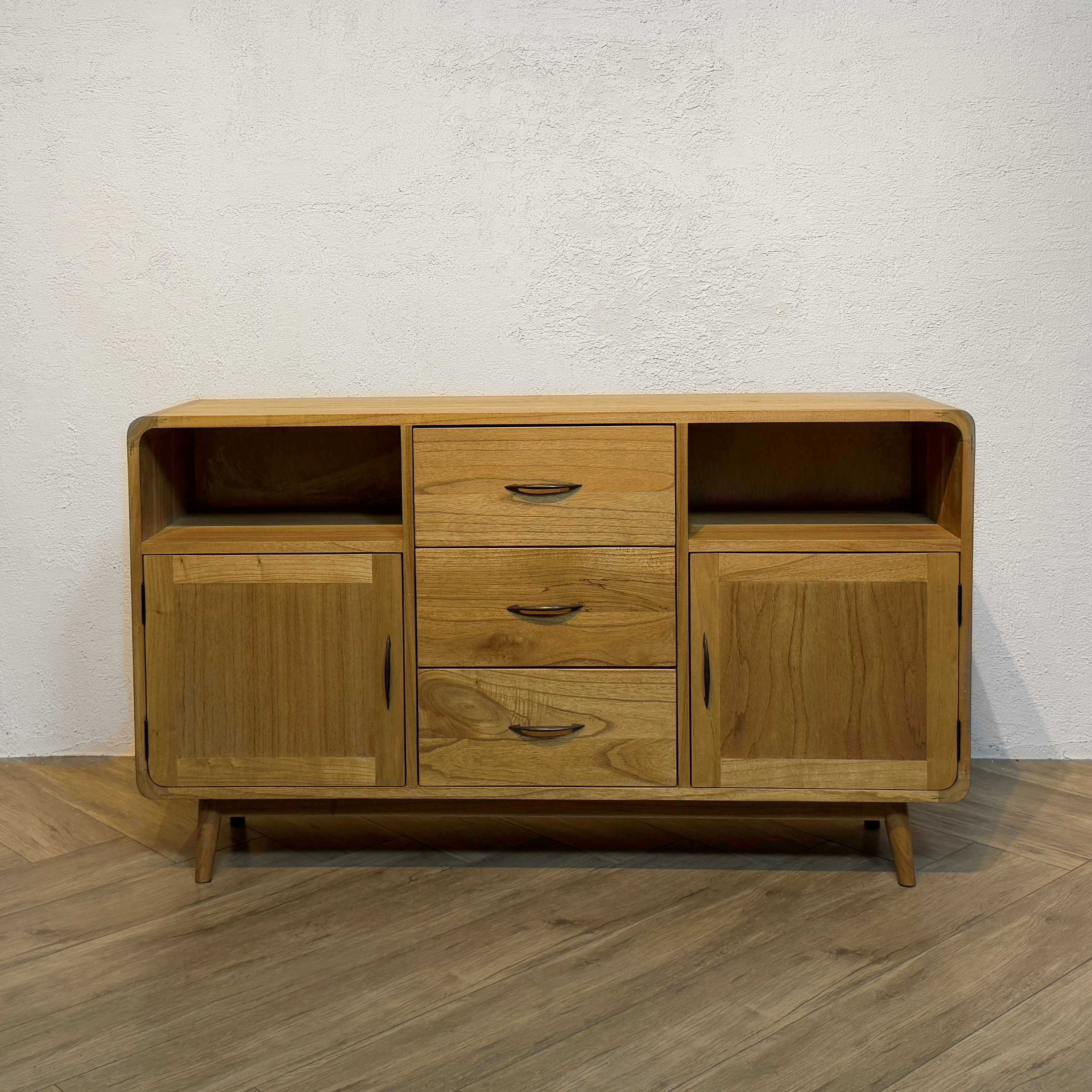 北欧 ミンディ無垢 中央引出し ３段 チェスト サイドボード リビングボード テレビ台【ナチュラル】cab061