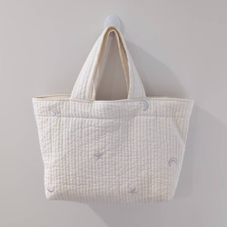 ✱受注制作✱ヌビバッグ Mサイズ /ヌビトートバッグ /ランチトート/ 生成り/ムーンスター刺繍 1枚目の画像