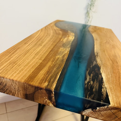 ソファテーブル　サイドテーブル　レジンテーブル　一枚板　栗の木 ソファテーブル サイドテーブル レジンテーブル 銘木 一位の通販 by