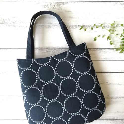 SALE ☆ミナペルホネンforest tile, tambourine のミニバッグ/navy