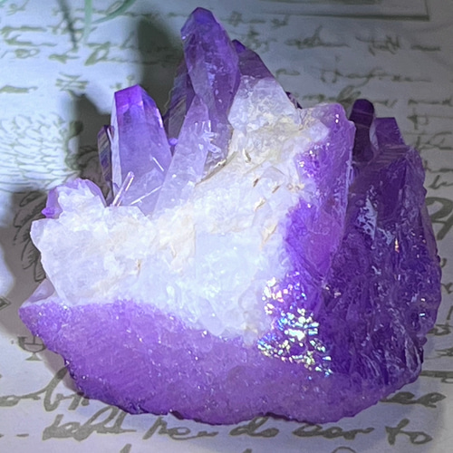 七色の夢✨ パープル オーラ水晶 クリスタル クラスター 原石 天然石