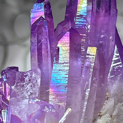 七色の夢✨ パープル オーラ水晶 クリスタル クラスター 原石 天然石