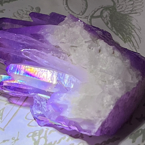 七色の夢✨ パープル オーラ水晶 クリスタル クラスター 原石 天然石