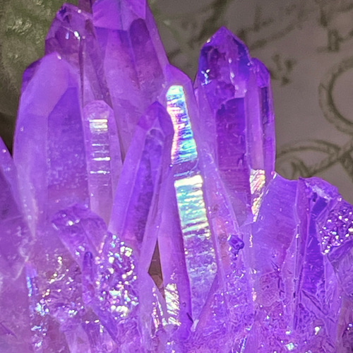 七色の夢✨ パープル オーラ水晶 クリスタル クラスター 原石 天然石