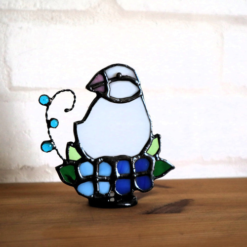 ステンドグラス 花文鳥 (受注制作) サンキャッチャー kiku 通販