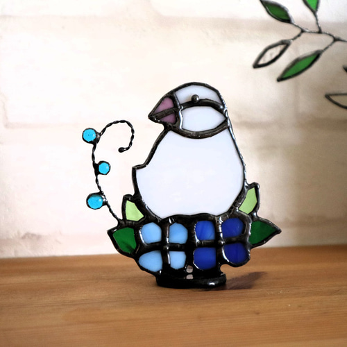 ステンドグラス 花文鳥 (受注制作) サンキャッチャー kiku 通販