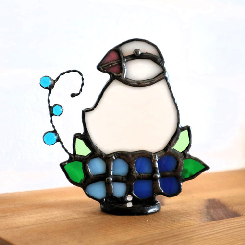 ステンドグラス 花文鳥 (受注制作) サンキャッチャー kiku 通販