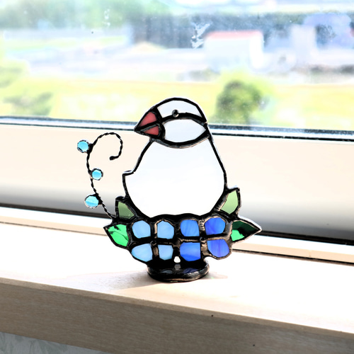 ステンドグラス 花文鳥 (受注制作) サンキャッチャー kiku 通販