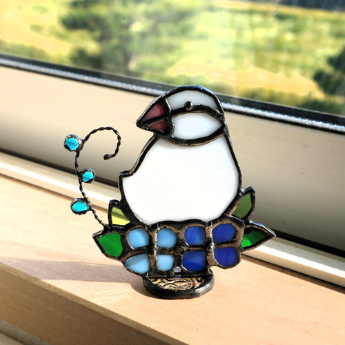 ステンドグラス 花文鳥 (受注制作) サンキャッチャー kiku 通販
