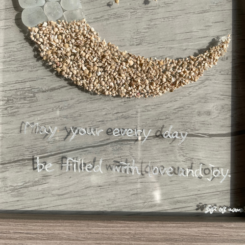 シーグラスアート ムーン 三日月 シーグラス インテリア雑貨 ガラス