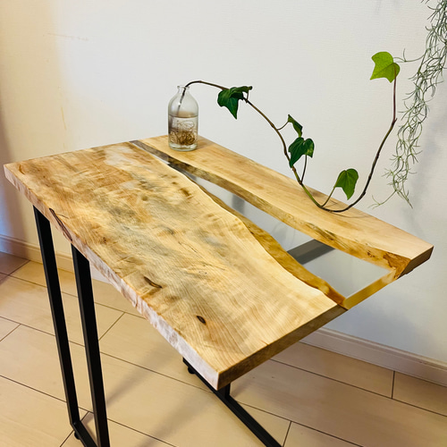 ソファテーブル レジンテーブル 栃 サイドテーブル リバーテーブル