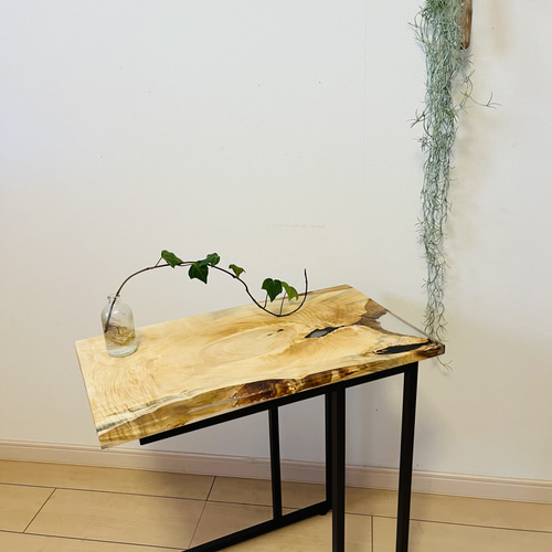 サイドテーブル レジンテーブル ソファテーブル 栃 一枚板 サイド