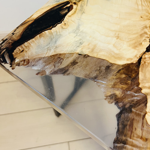 サイドテーブル レジンテーブル ソファテーブル 栃 一枚板 サイド