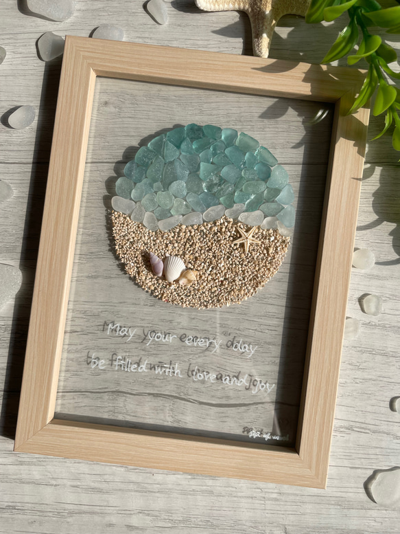 シーグラスアート フルムーン 満月 シーグラス インテリア雑貨 ガラス