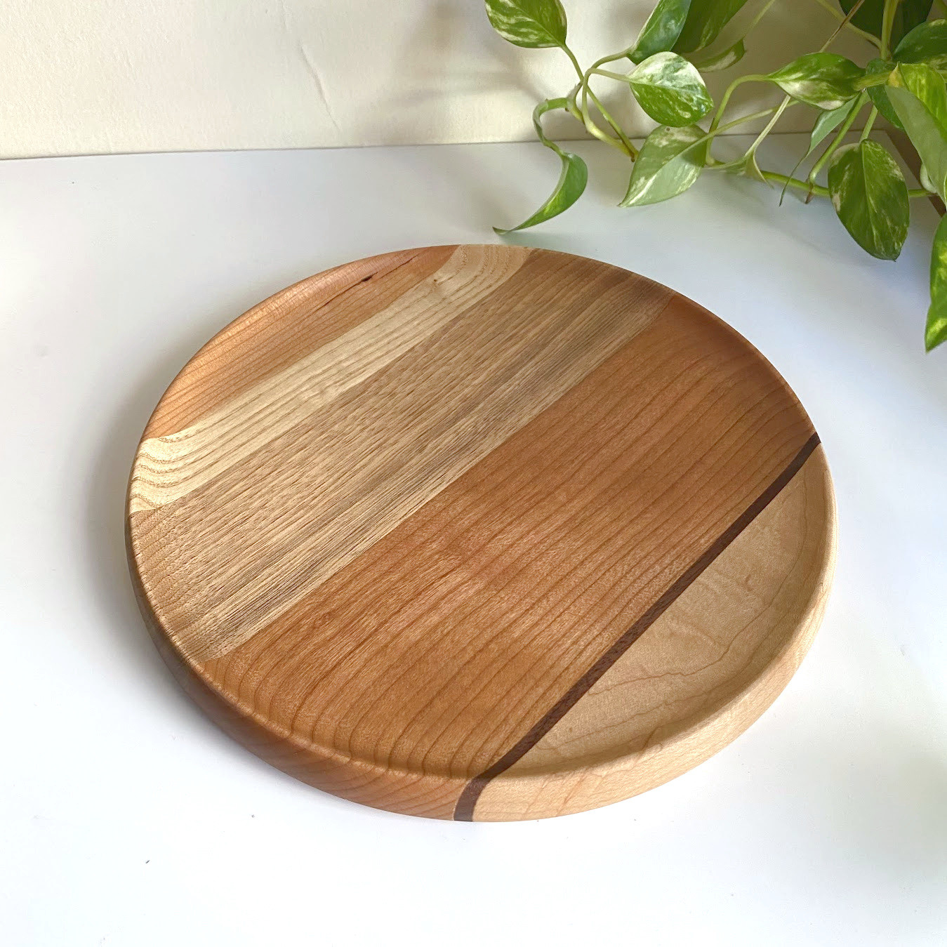 寄せ木のプレート　Φ24.5cm