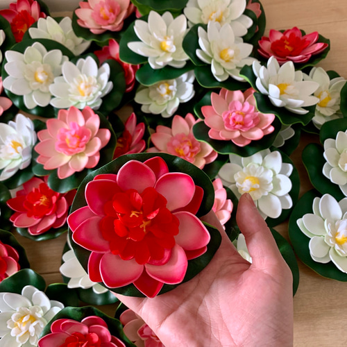 6個セット造花 人工花 蓮 蓮の花 睡蓮 人工蓮 おしゃれ 直径10cm 中庭