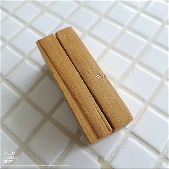 チーク無垢材 カードスタンドL8cm カードホルダー カード立て 店舗用品 名刺立て 値札立て L8cm x H3cm 2枚目の画像