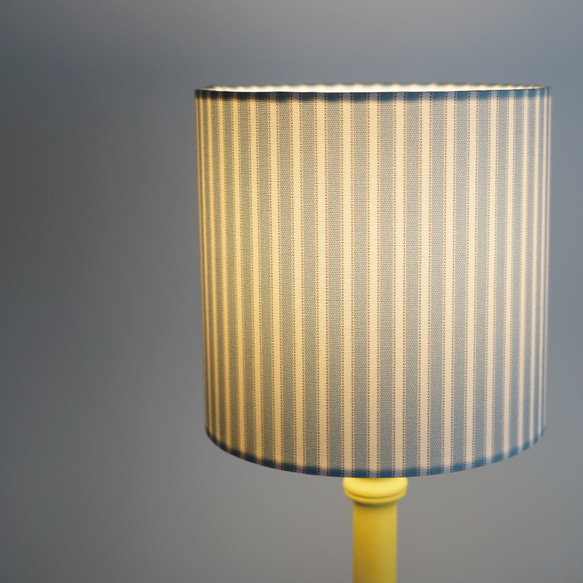◆HappyLamp◆S・Mサイズ/ストライプ/ペールブルー/テーブルランプ/スタンドランプ/照明 1枚目の画像