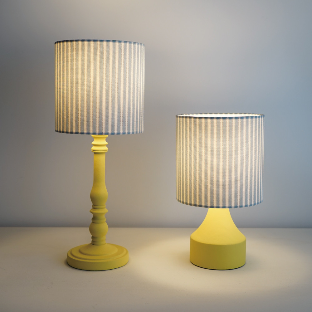◆HappyLamp◆S・Mサイズ/ストライプ/ペールブルー/テーブルランプ/スタンドランプ/照明