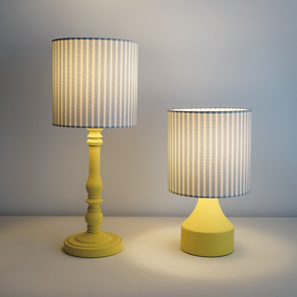 ◆HappyLamp◆S・Mサイズ/ストライプ/ペールブルー/テーブルランプ/スタンドランプ/照明 2枚目の画像
