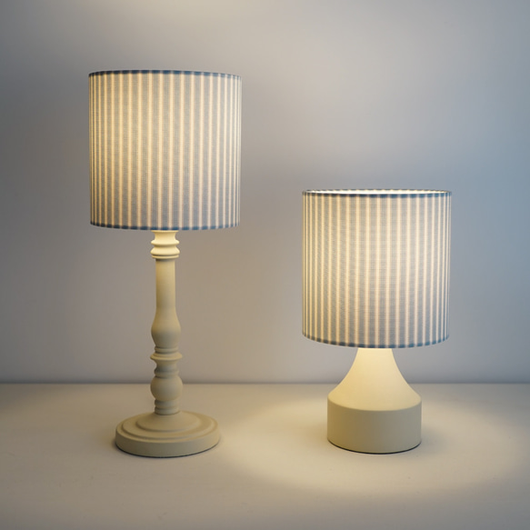 ◆HappyLamp◆S・Mサイズ/ストライプ/ペールブルー/テーブルランプ/スタンドランプ/照明 4枚目の画像