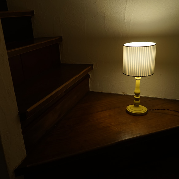 ◆HappyLamp◆S・Mサイズ/ストライプ/ペールブルー/テーブルランプ/スタンドランプ/照明 10枚目の画像