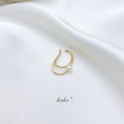 【送料込み】NEW♡片耳用 パール イヤーカフ イヤカフ ロングタイプ ゴールド 韓国 アクセ アクセサリ 送料無料 2枚目の画像