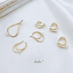 【送料込み】NEW♡片耳用 パール イヤーカフ イヤカフ ロングタイプ ゴールド 韓国 アクセ アクセサリ 送料無料 7枚目の画像