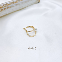 【送料込み】NEW♡片耳用 パール イヤーカフ イヤカフ ロングタイプ ゴールド 韓国 アクセ アクセサリ 送料無料 4枚目の画像