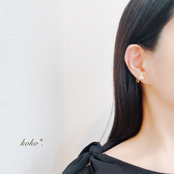 【送料込み】NEW♡片耳用 パール イヤーカフ イヤカフ ロングタイプ ゴールド 韓国 アクセ アクセサリ 送料無料 6枚目の画像