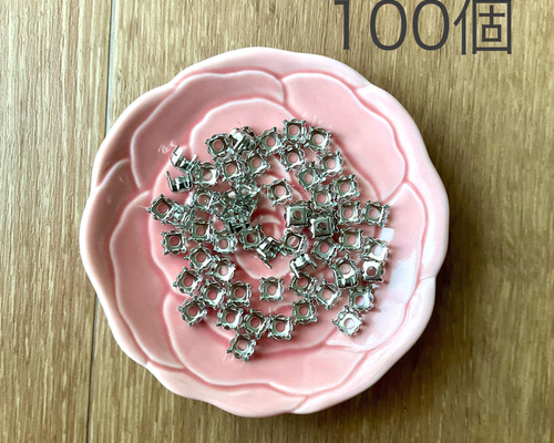 100個】 8mm 石座 真鍮 台座 石枠 チャトン ルース ss39 ビジュー