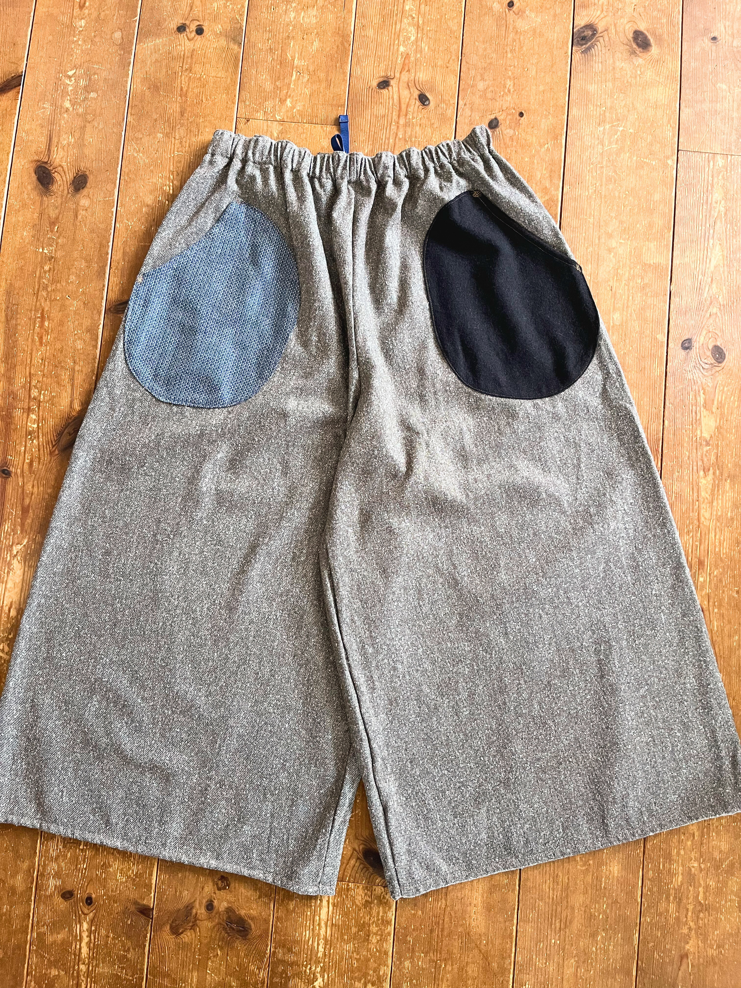 ガウチョパンツ ワイドパンツ ライトブラウン ツイード調 男女兼用