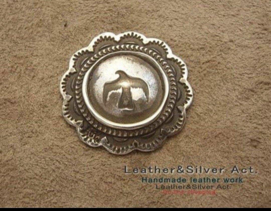 ハンドメイド　イーグル　シルバーコンチョ ヘアゴム、アクセサリーバーツ　金具　Leather&SILVER　Act