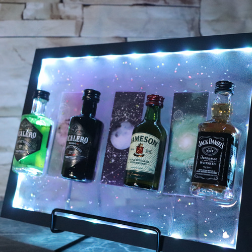 LEDインテリア ハンドメイド レジンアート ミニチュアボトルディスプレイ 焼酎 LEDインテリア ハンドメイド レジンアート ミニチュアボトル