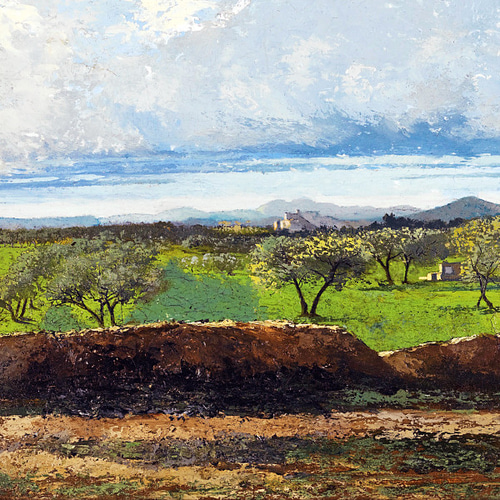 絵画 窓から眺める丘 フランス・ゴブラン織り使用 キャンバス 額絵 風景画 名画 絵画 窓から眺める丘 フランス・ゴブラン織り使用 キャンバス 額