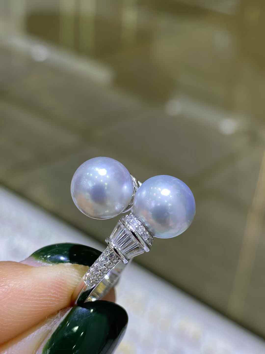 【高級】あこや真珠　リングs925　3914