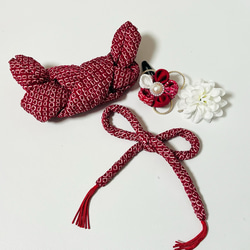 日本髪（鹿の子・ちんころセット）紫 和装小物（帯・半襟） T☆room