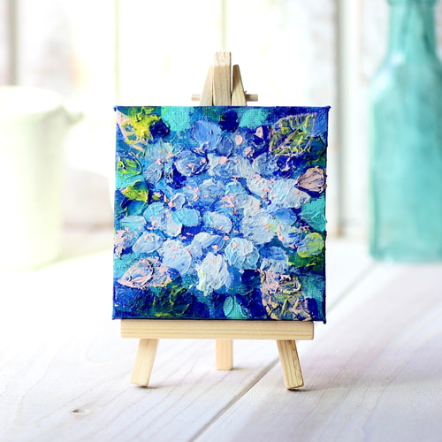 紫陽花2025【原画】白の 紫陽花 10cm角 キャンバス 送料無料