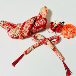 日本髪（鹿の子・ちんころセット）紫 和装小物（帯・半襟） T☆room