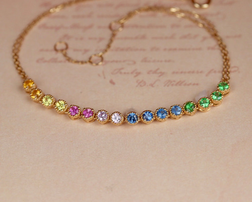 ▼ パープルサファイアブレスレットk18 K18 18金 サファイア ブレスレット