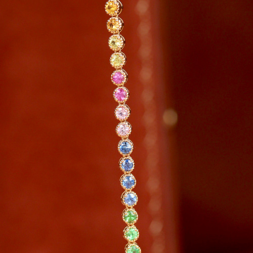 ▽ ファンシーカラーサファイアブレスレットk18