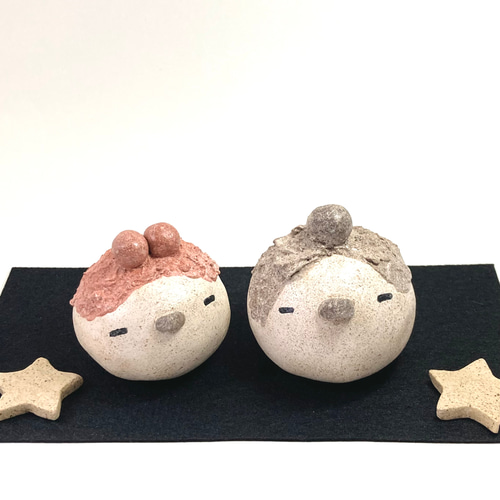 シマエナガさんの七夕飾りセット 織姫と彦星 かわいい陶器のオブジェ