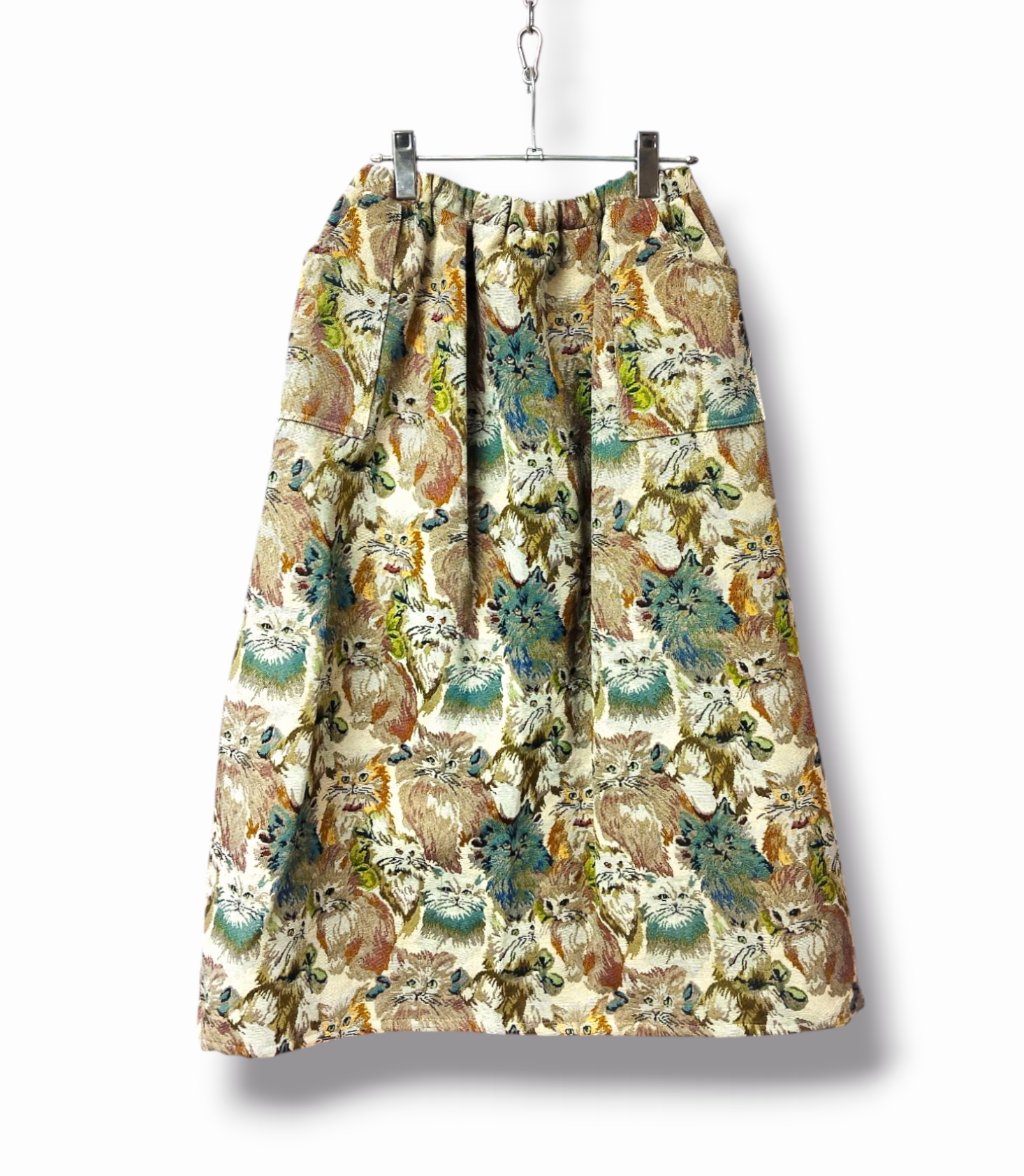 猫柄ゴブラン織　フレアスカート