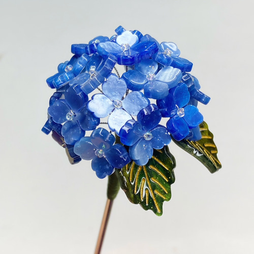 紫陽花゜・*:.。.柔青.。.:*・゜ （かんざしタイプ） Amazon.co.jp: misakinoya美しい アジサイ かんざし u型かんざし