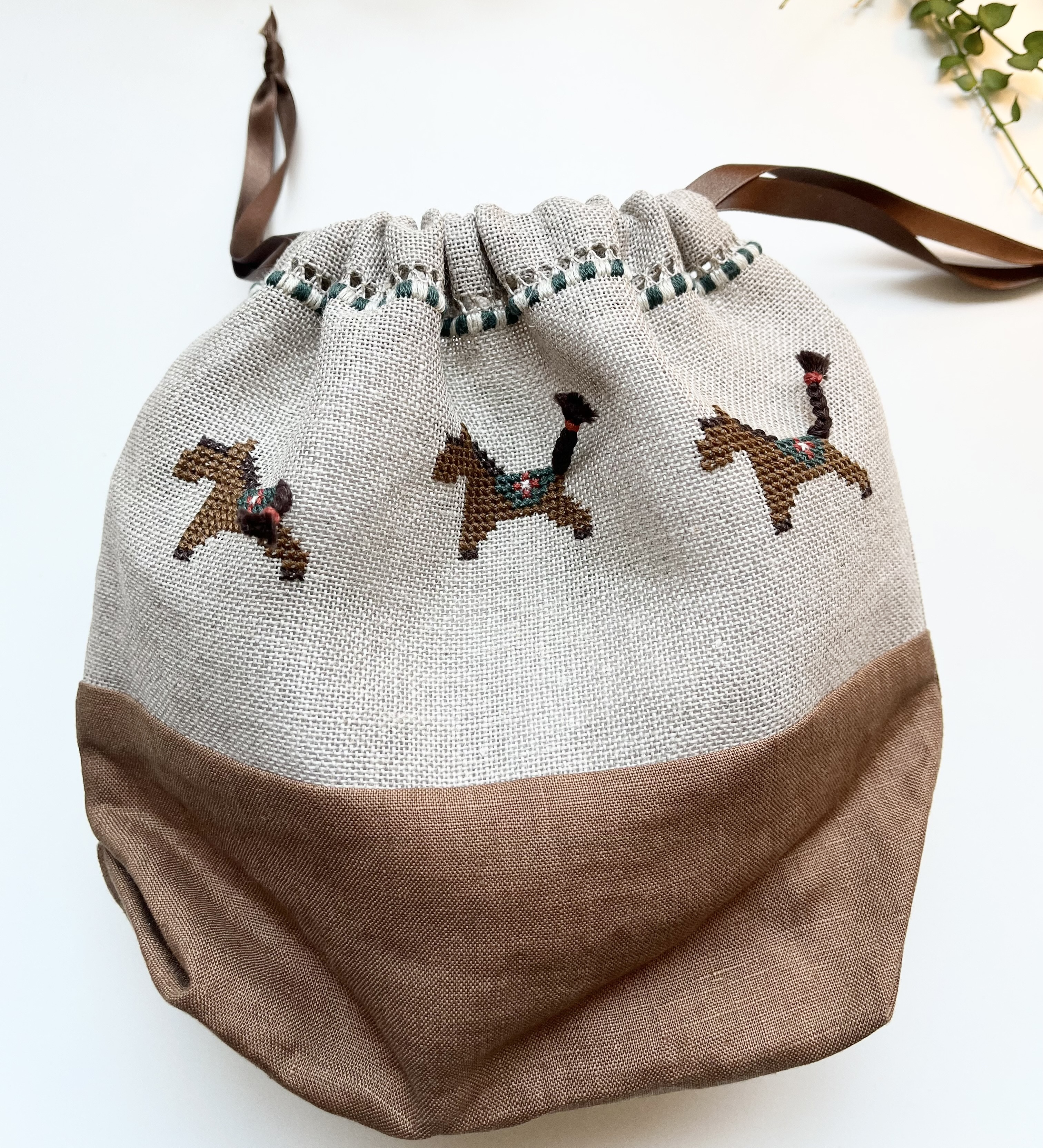 お馬さんの巾着 刺繍キット
