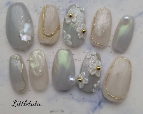 ネイルチップ オーダー ミラー ニュアンス マグネット ぷっくり 埋めつくし ネイルチップ オーダー ミラー ニュアンス マグネット ぷっくり