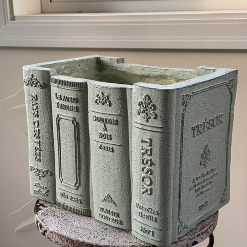 新作《BOOK 本型 陶器鉢 》ヴィンテージブック 観葉植物 多肉植物 寄せ