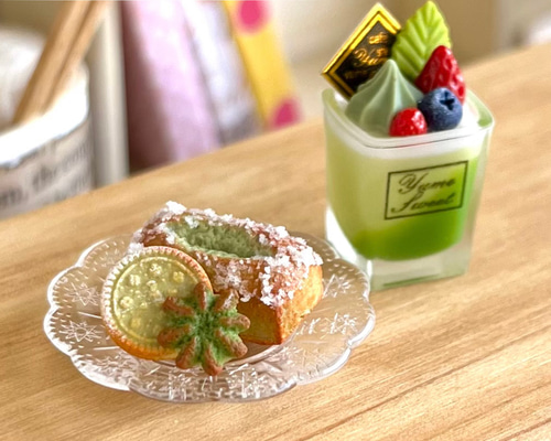 515 ＊抹茶のパウンドケーキセット＊ ミニチュアスイーツ レジン
