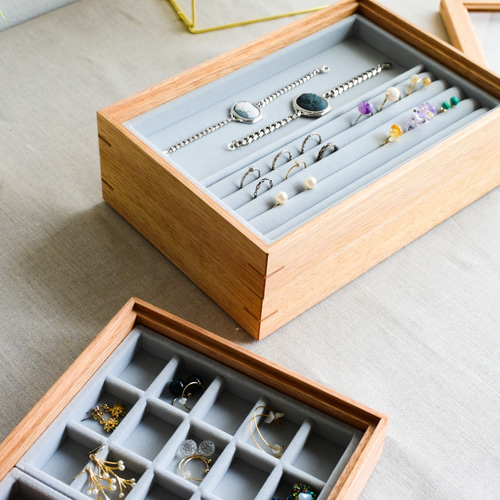 木製アクセサリートレイ3段_無印良品サイズ(トレイ&フタ付) 国産