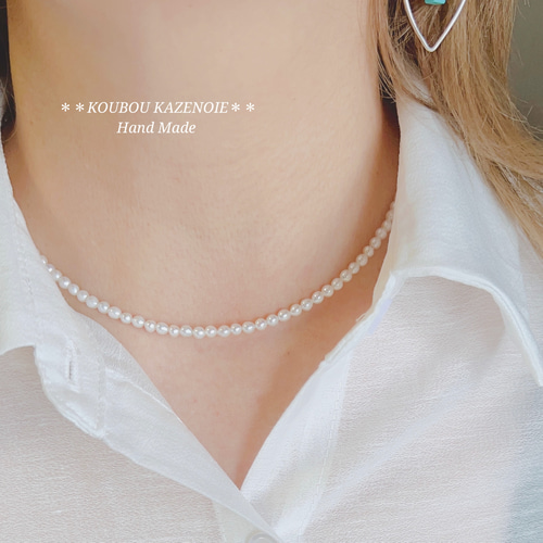 高品質◇長さが選べる◇silver925淡水ベビーパール ネックレス3.5